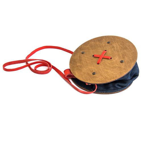 Handmade Small Denim Button Wooden Bag