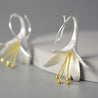Curved Flower Dangle Earrings