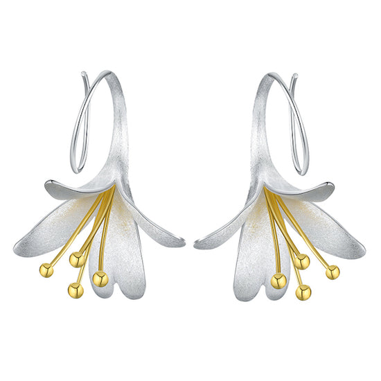 Curved Flower Dangle Earrings