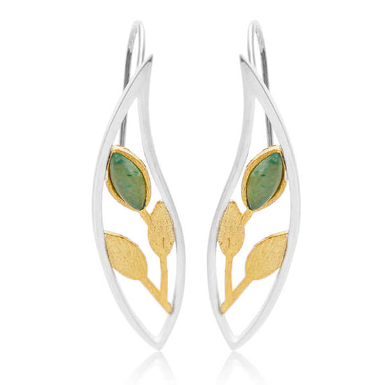 Handmade 'Spring in the Air' Leaves Drop Earrings - Sterling Silver 925