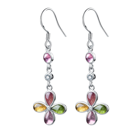 Tourmaline Flower Drop Earrings