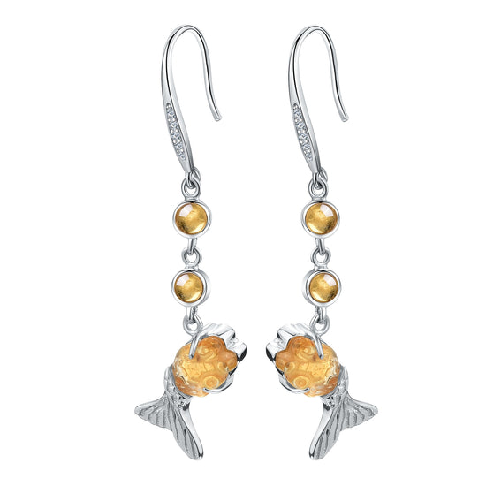 Tourmaline Fish Drop Earrings