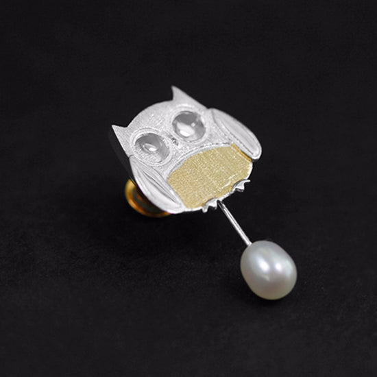 Handmade Owl Brooch - Sterling Silver 925