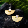 Handmade Elegant Moon Gold and Sterling Silver Stud Earrings - Jewellery Online
