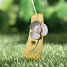 Handmade Fresh Clover Flower Pendant - Gold and Sterling Silver 925