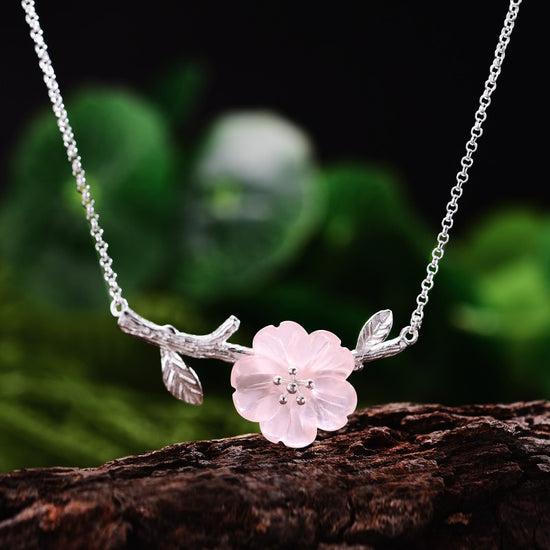 Handmade 'Flower in the Rain' Pendant Necklace- Sterling Silver 925