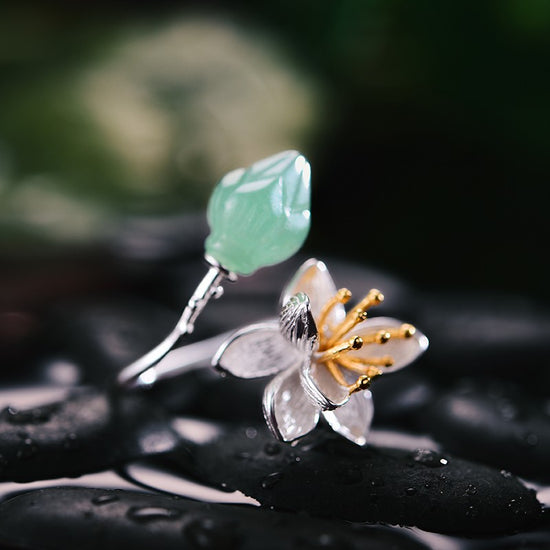 Handmade 'Lotus Whispers' Silver Rings for Women - 925 Sterling Silver