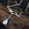 Handmade Natural Pearl Bird Necklace - Gold and Sterling Silver 925
