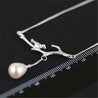 Handmade Natural Pearl Bird Necklace - Gold and Sterling Silver 925