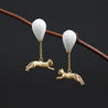 Handmade 'A Cat and a Hot Air Balloon' Drop Earrings for Girls - Gold and Sterling Silver 925