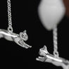 Handmade 'A Cat and a Hot Air Balloon' Drop Earrings for Girls - Gold and Sterling Silver 925