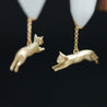 Handmade 'A Cat and a Hot Air Balloon' Drop Earrings for Girls - Gold and Sterling Silver 925