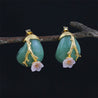 Handmade Vintage 'Plum Flower' Stud Earrings - Sterling Silver 925
