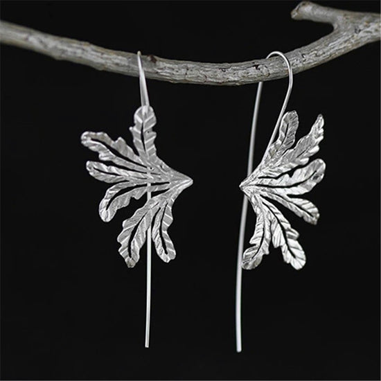 Handmade 'Leaves' Drop Earrings for Girls - Gold and Sterling Silver 925