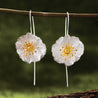 Handmade 'Blooming Poppies' Dangle Silver Earrings - Sterling Silver 925