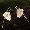 Handmade 'Blooming Poppies' Dangle Silver Earrings - Sterling Silver 925