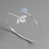 Handmade Aquamarine Magnolia Bangle - Sterling Silver 925