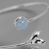 Handmade Aquamarine Magnolia Bangle - Sterling Silver 925