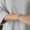 Handmade Aquamarine Magnolia Bangle - Sterling Silver 925