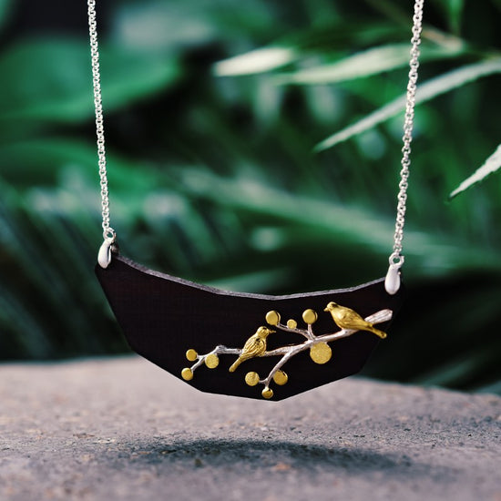 Handmade Vintage 'Birds on a Branch' Necklace - Sterling Silver 925