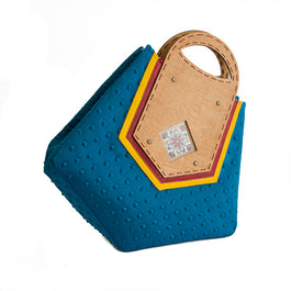Handmade Triangle Blue Bag, Large