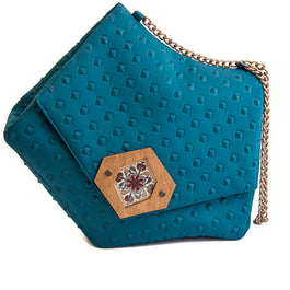 Handmade Triangle Blue Bag, Medium