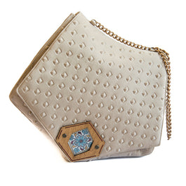 Handmade Triangle Beige Bag, Medium