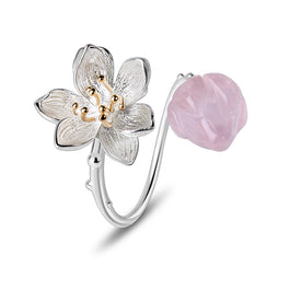 Lotus Flower Open Ring