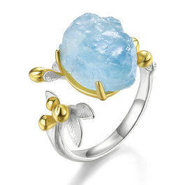 Aquamarine Blue Fantasy Open Ring