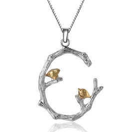 'Birds on a Branch' Circle Pendant Necklace
