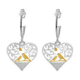 'Birds in Love' Heart - Shaped Earrings