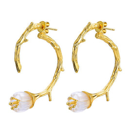 'Carved Flower' Drop Earrings