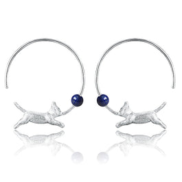 Playful Cat Hoop Earrings