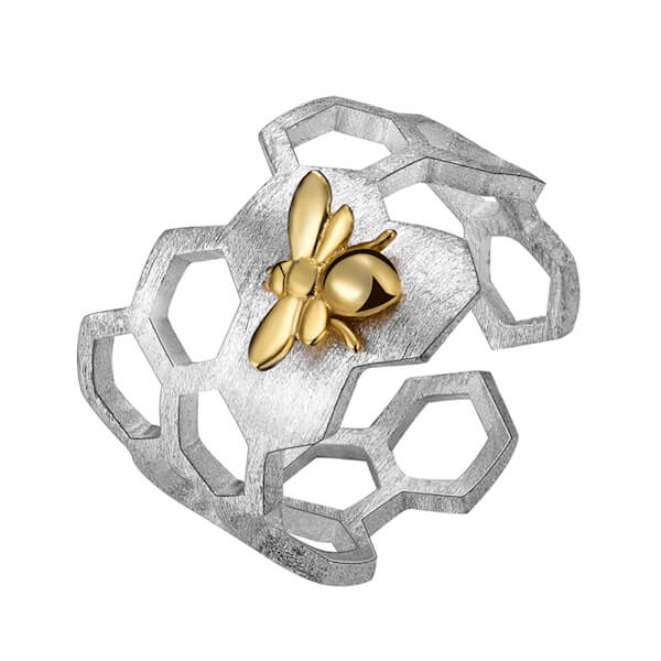 Honeycomb Gold Bee Ring