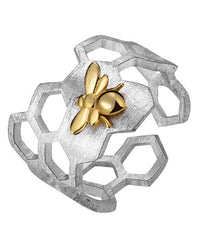 Honeycomb Gold Bee Ring