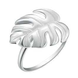 'Monstera Leaves' Adjustable Ring