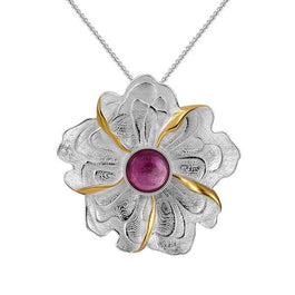 Peony Flower Pendant Necklace