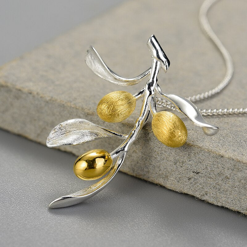 Olive Branch Pendant Necklace