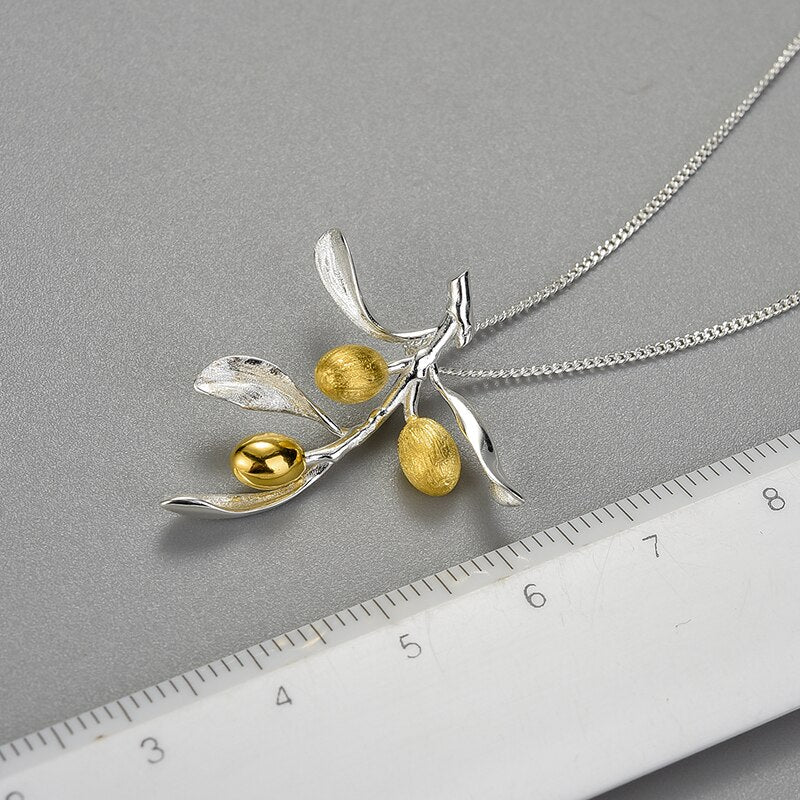 Olive Branch Pendant Necklace