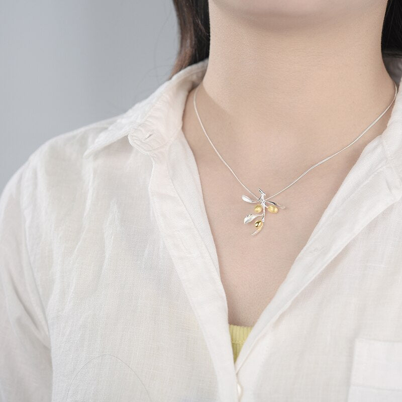 Olive Branch Pendant Necklace