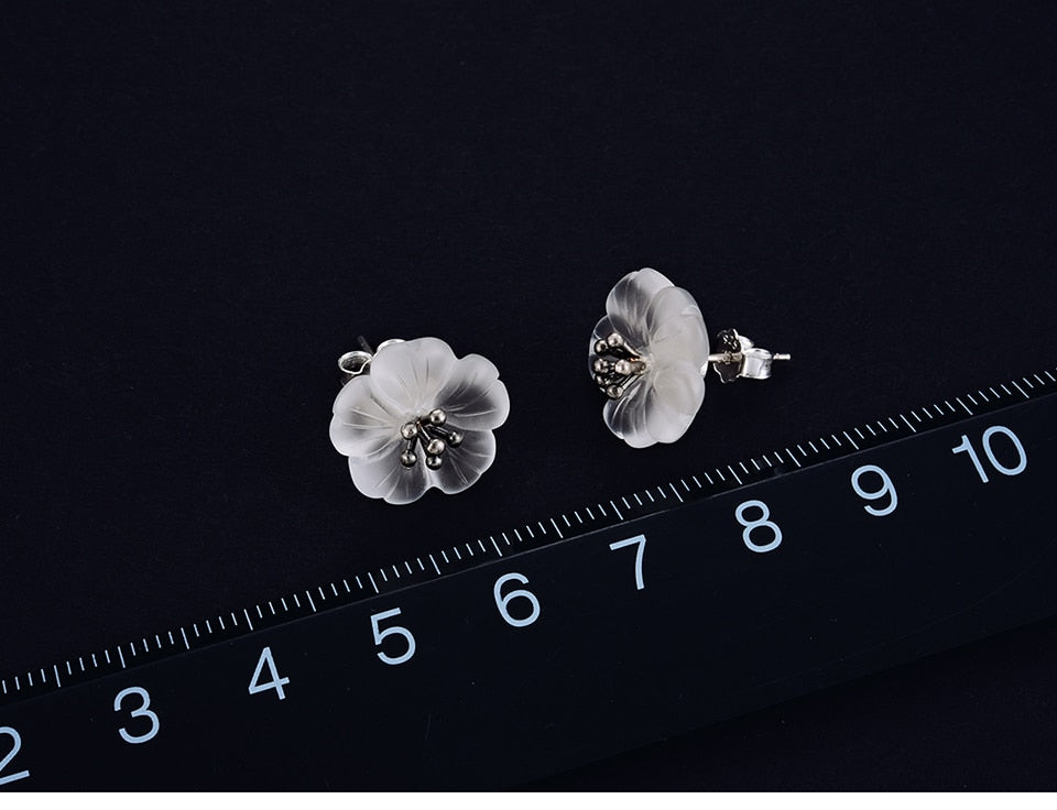 Handmade 'Flower in the Rain' Stud Earrings - Sterling Silver 925