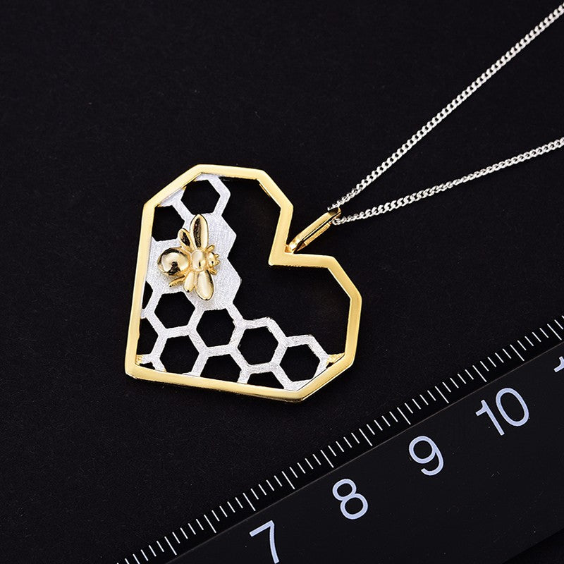 Handmade Honeycomb 'Home Guard' Heart-Shaped Pendant w/out Chain - Sterling Silver 925
