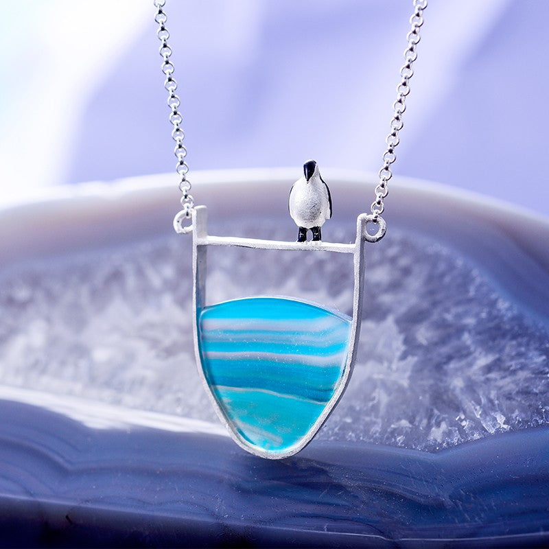 Handmade Fine Penguin Pendant Necklace - Sterling Silver 925