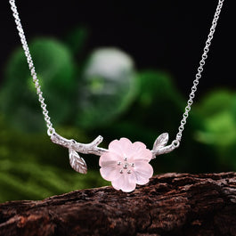 Handmade 'Flower in the Rain' Pendant Necklace - Sterling Silver 925