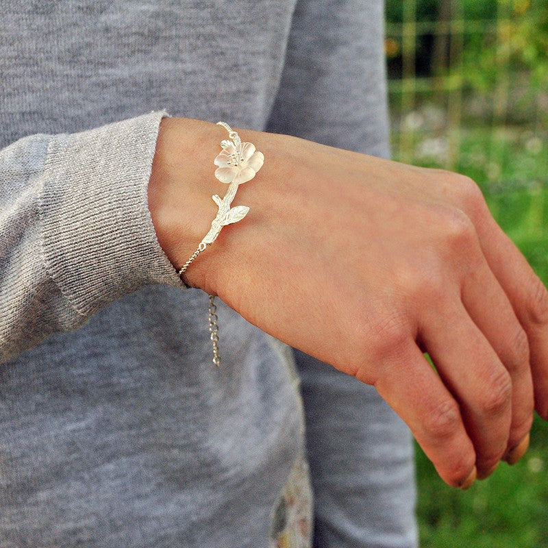 Handmade 'Flower in the Rain' Bracelets for women - Sterling Silver 925