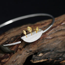 Handmade 'My Little Garden' Bangle - Sterling Silver 925