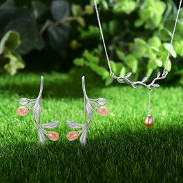 Natural Pearl 'Olive Leaves' Set