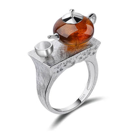 Amber Fine Vintage Teapot Ring