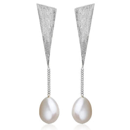 Triangle Natural Pearl Drop Earrings