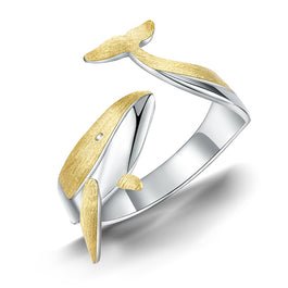 Happy Whale Open Ring